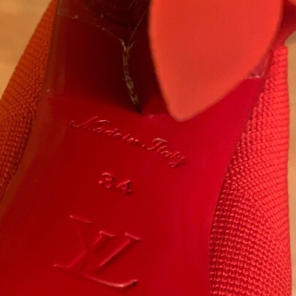 Louis Vuitton women's red cloth high heel boots, size 34 (Euro.), size 4 (U.S.) - Picture 5 of 6